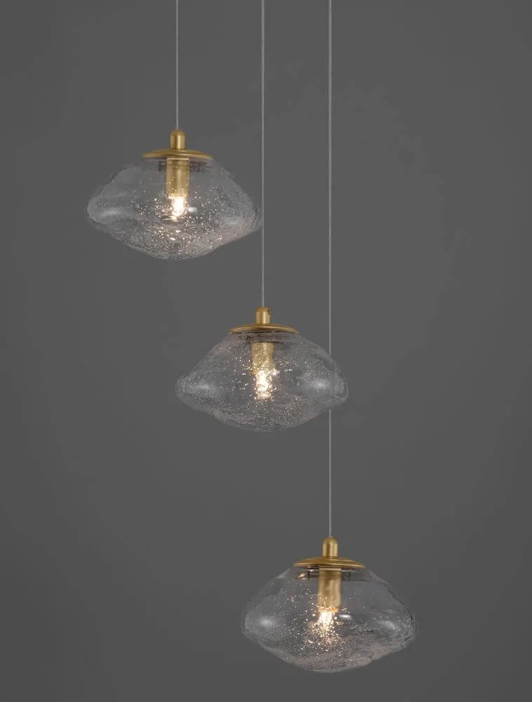 King Pendelleuchte 3-flammig Ø 25cm Gold, Transparent