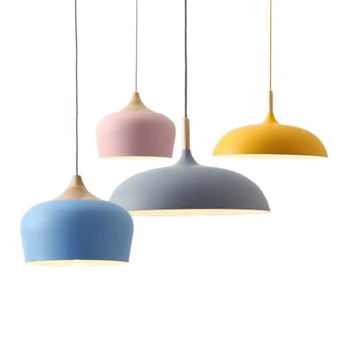 Euroselle Delicate Pastel Metal And Wood Pendant Lights