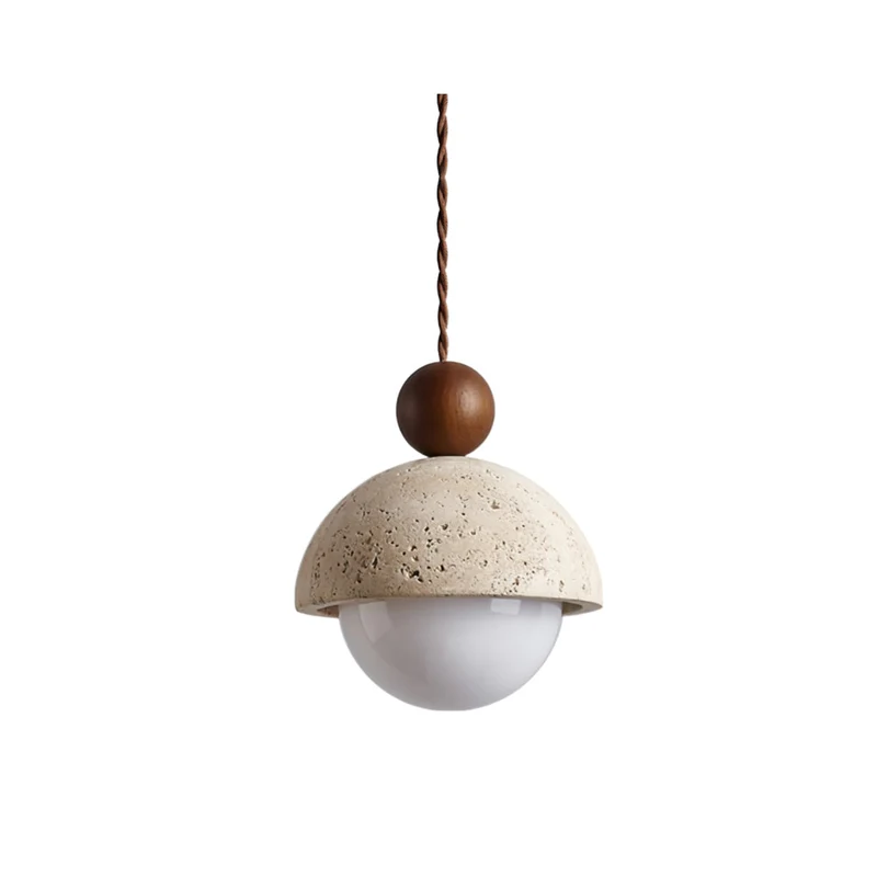 Euroselle Aurelle Pendant Light With Travertine Glass Dome