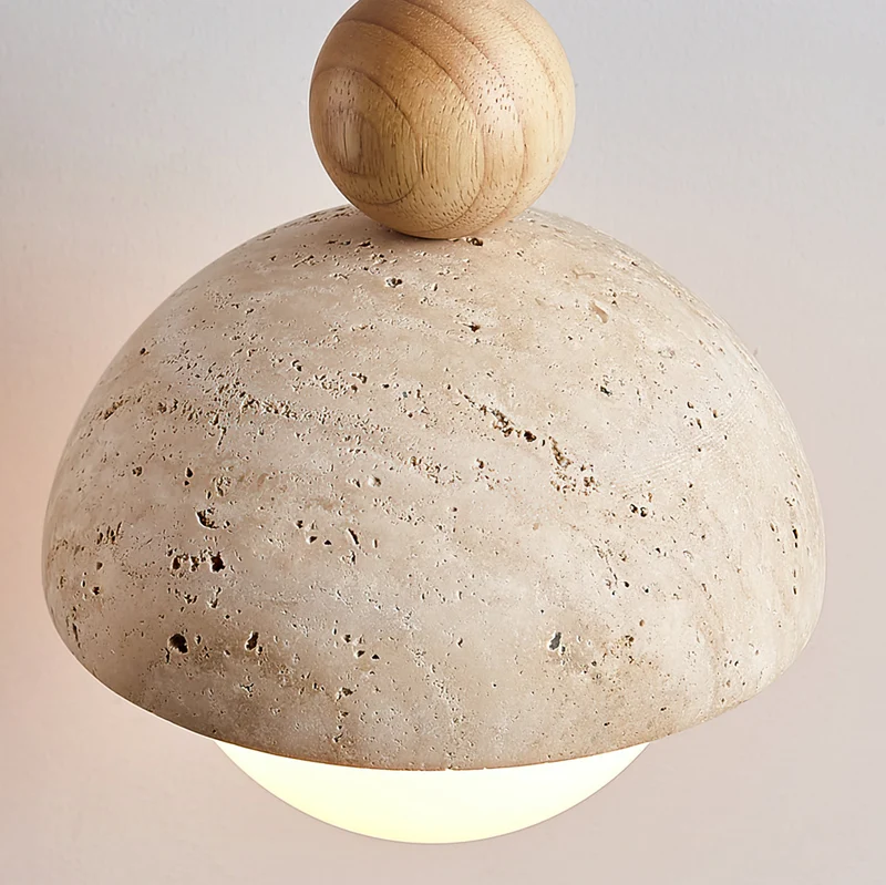 Euroselle Aurelle Pendant Light With Travertine Glass Dome