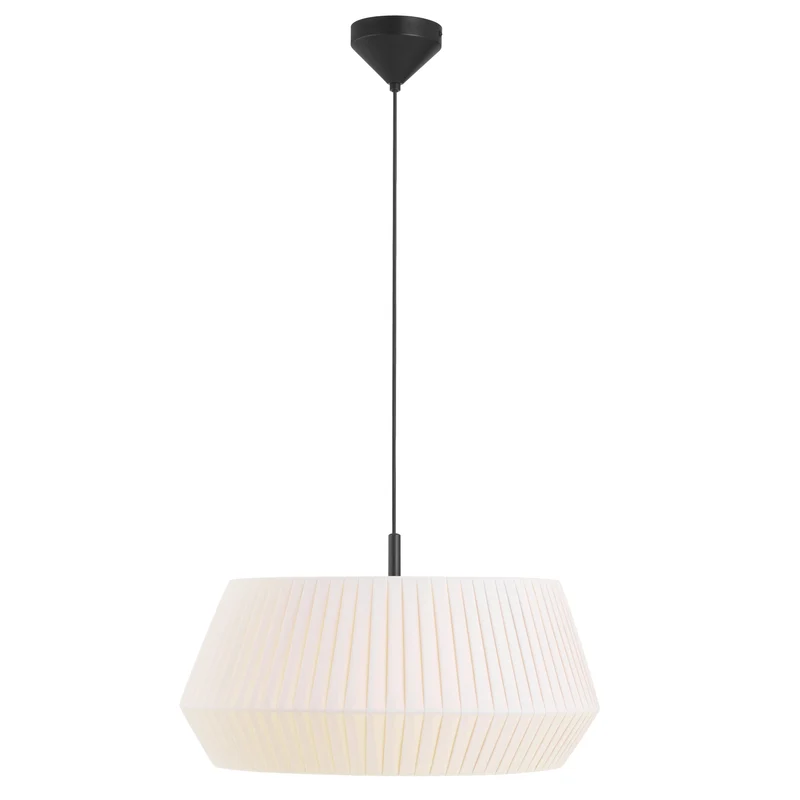 Dicte 53 Pendant Light By Euroselle Beige Or White With Pleated Cotton Shade And 200cm Fabric Cable