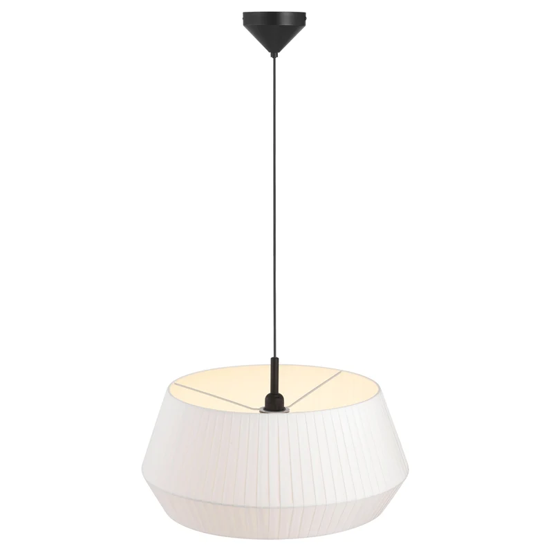 Dicte 53 Pendant Light By Euroselle Beige Or White With Pleated Cotton Shade And 200cm Fabric Cable