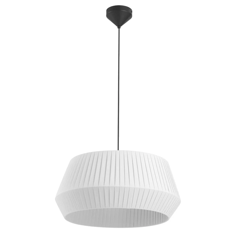 Dicte 53 Pendant Light By Euroselle Beige Or White With Pleated Cotton Shade And 200cm Fabric Cable