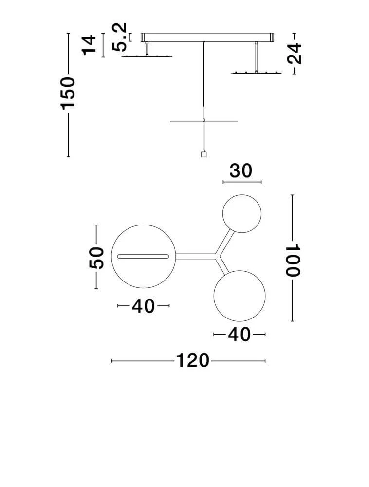 Diona LED Deckenleuchte 3-flammig 3000K Schwarz, Weiß