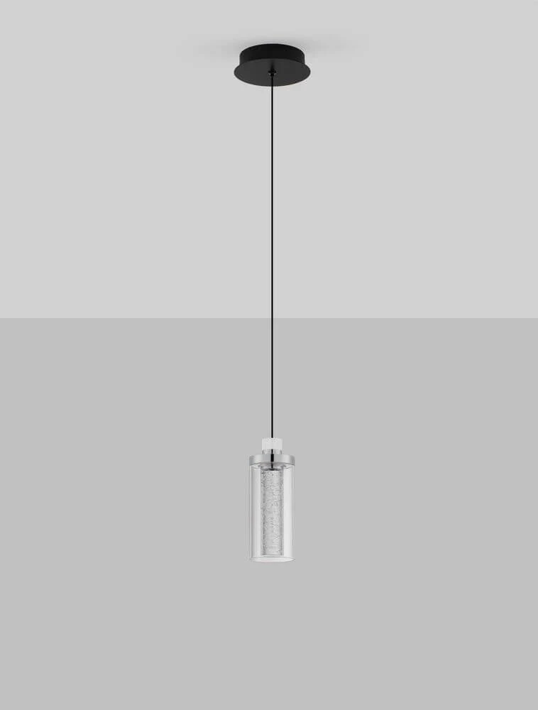 Lune LED Pendelleuchte Ø 12cm 3000K Schwarz, Chrom