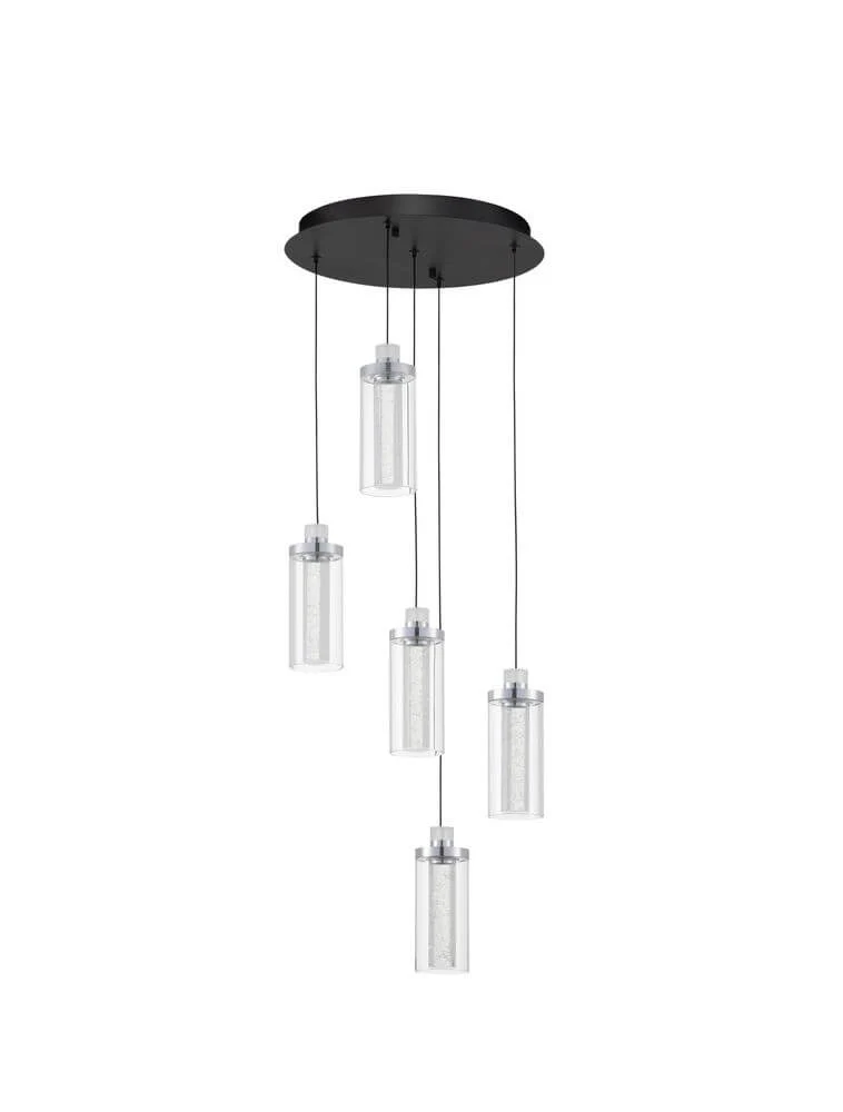 Lune LED Pendelleuchte 5-flammig Ø 34cm 3000K Schwarz, Chrom