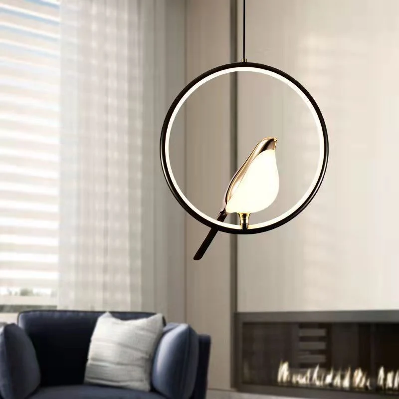 Euroselle Bird Motif Pendant Light With Sleek Iron Frame