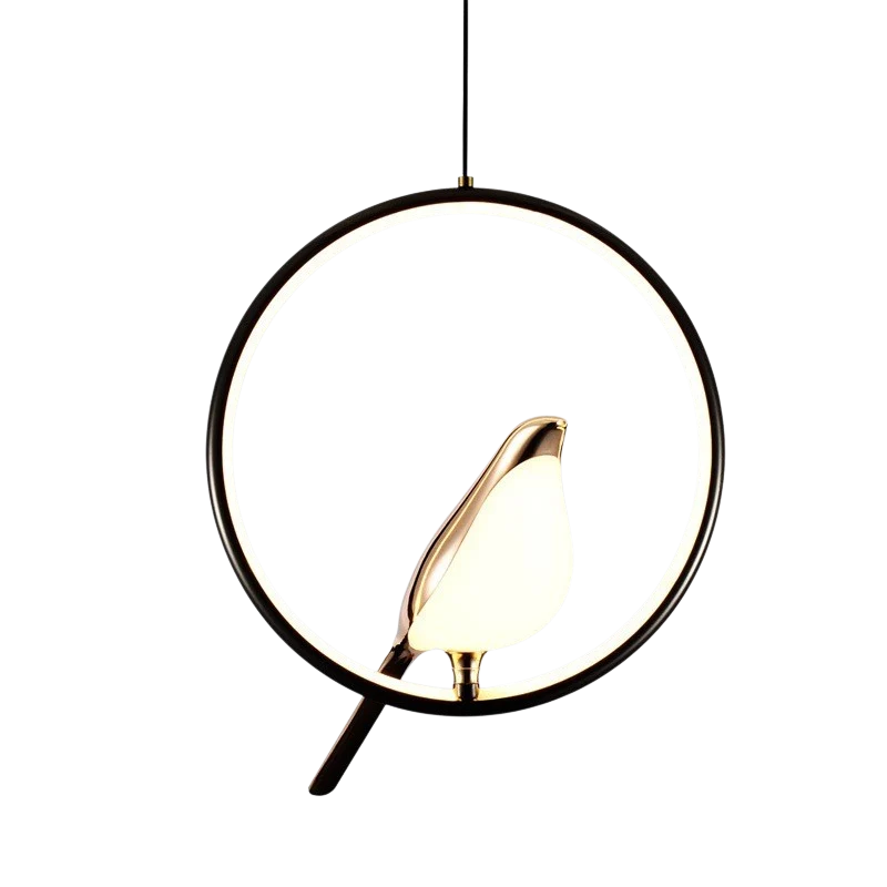 Euroselle Bird Motif Pendant Light With Sleek Iron Frame