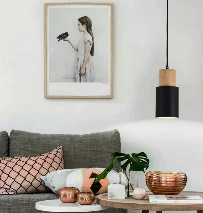 Euroselle Colorful Nordic Wooden Base Pendant Light For Home