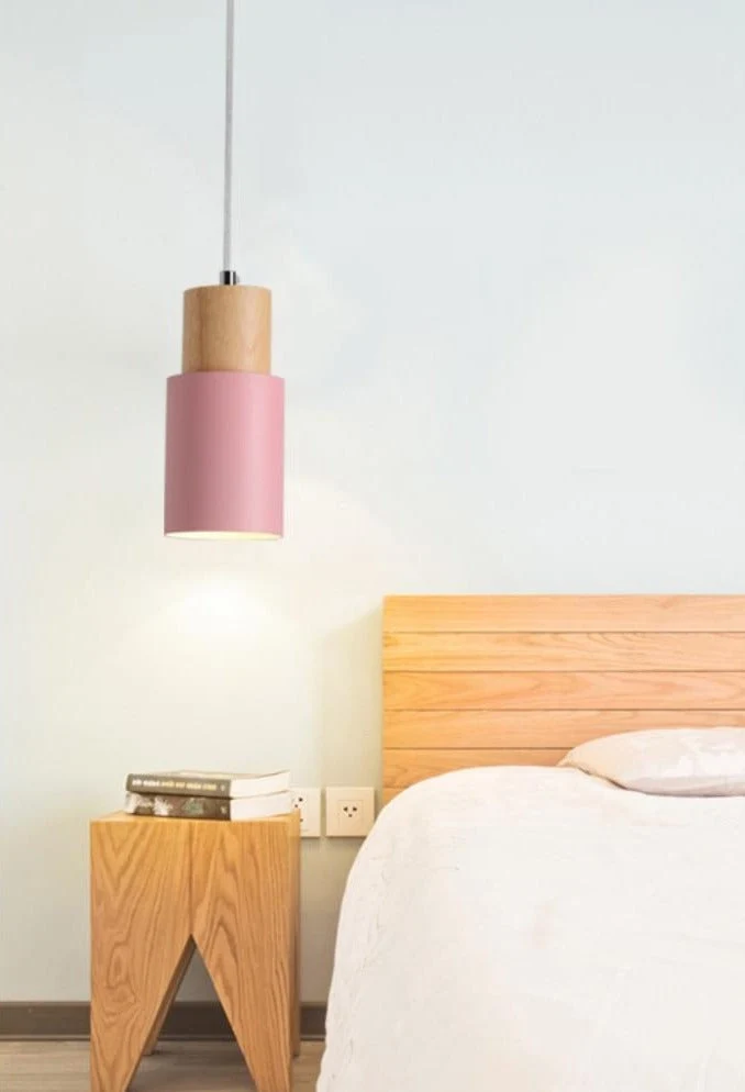 Euroselle Colorful Nordic Wooden Base Pendant Light For Home