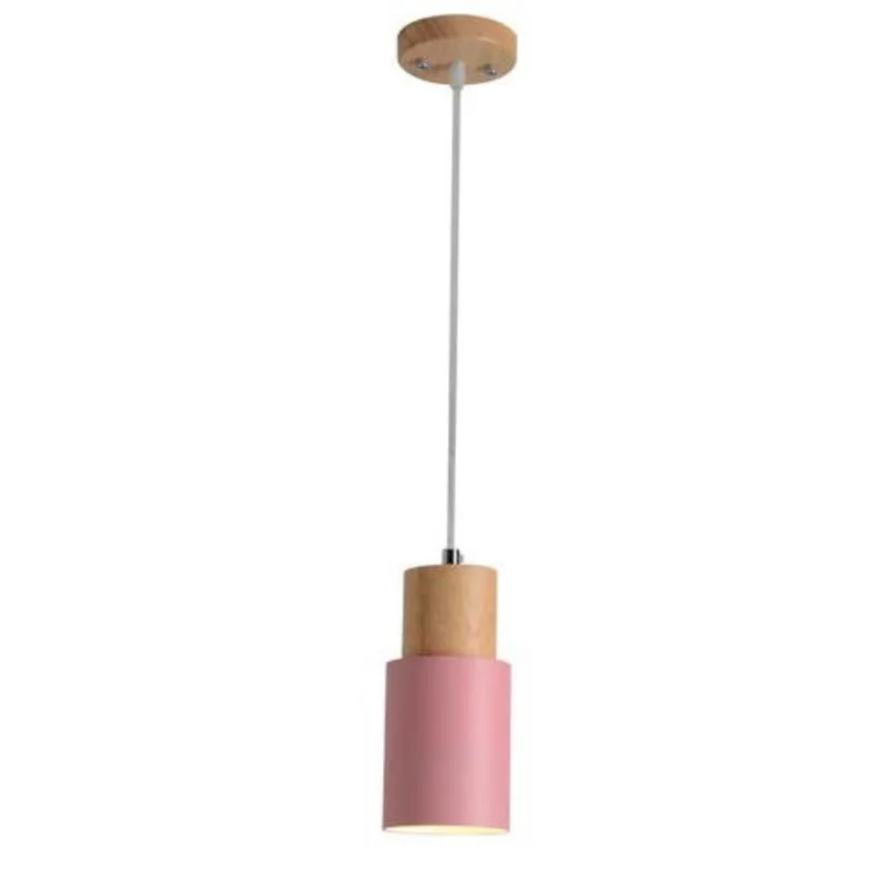 Euroselle Colorful Nordic Wooden Base Pendant Light For Home