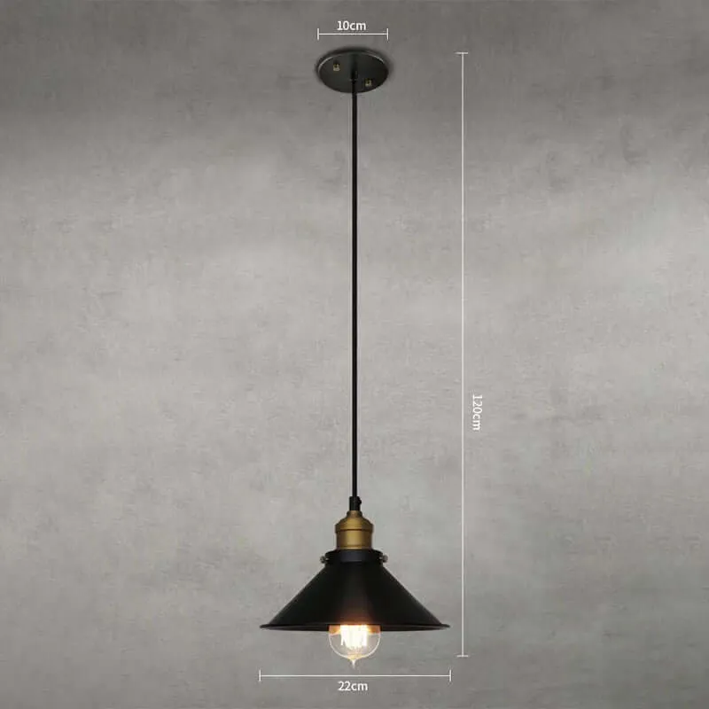 Euroselle Brass Cone Pendant Light With Vintage Industrial Look