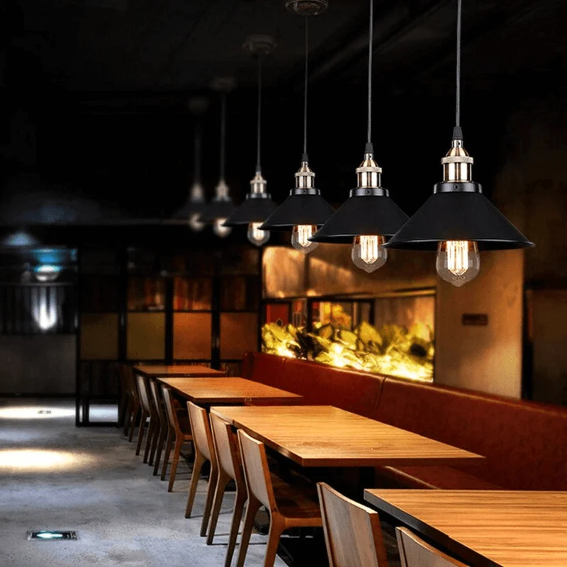 Euroselle Brass Cone Pendant Light With Vintage Industrial Look
