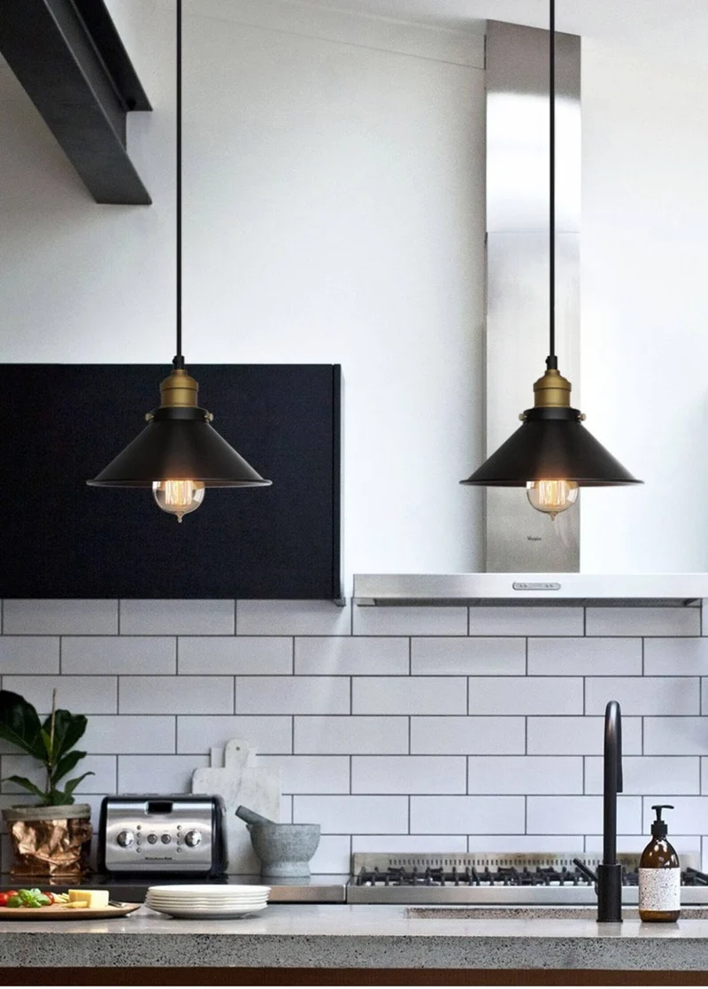 Euroselle Brass Cone Pendant Light With Vintage Industrial Look