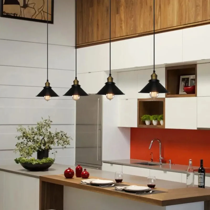 Euroselle Brass Cone Pendant Light With Vintage Industrial Look