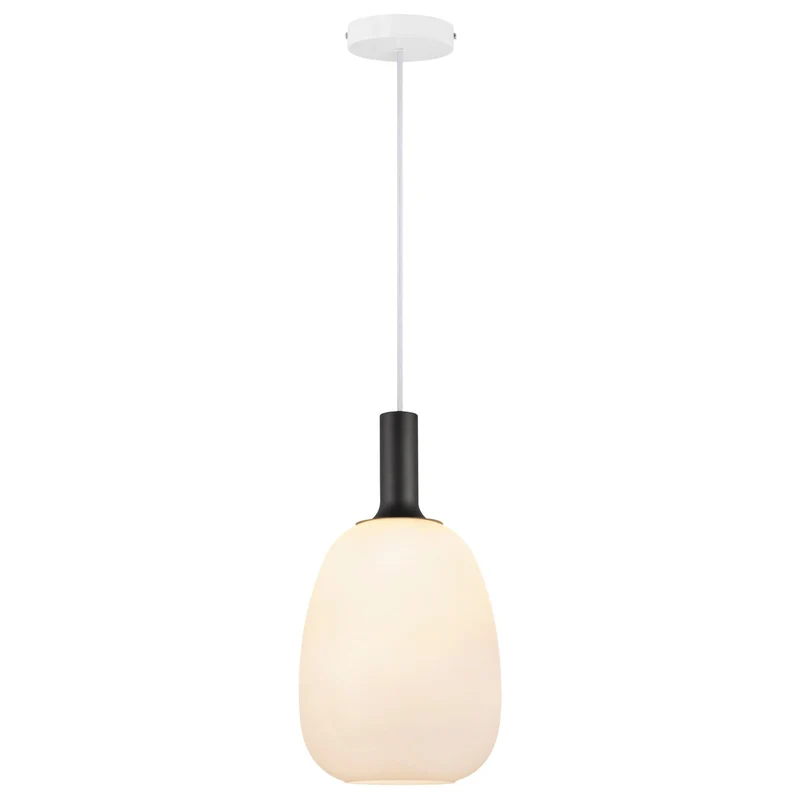 Alton 23 Pendant Light Euroselle Mouth Blown Glass Smoked Or Opal Glass With Brass And Black Stems