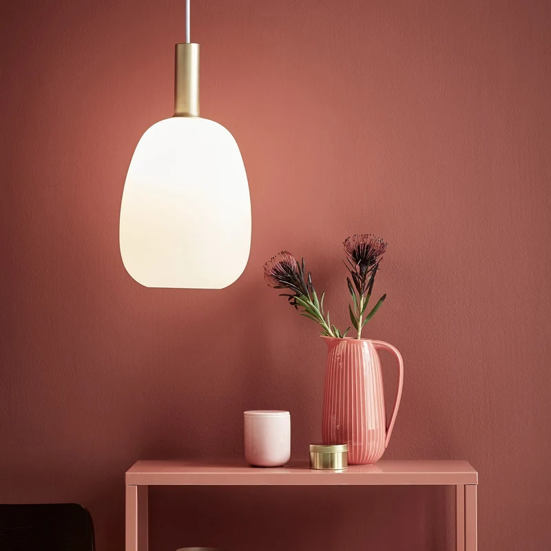 Alton 23 Pendant Light Euroselle Mouth Blown Glass Smoked Or Opal Glass With Brass And Black Stems