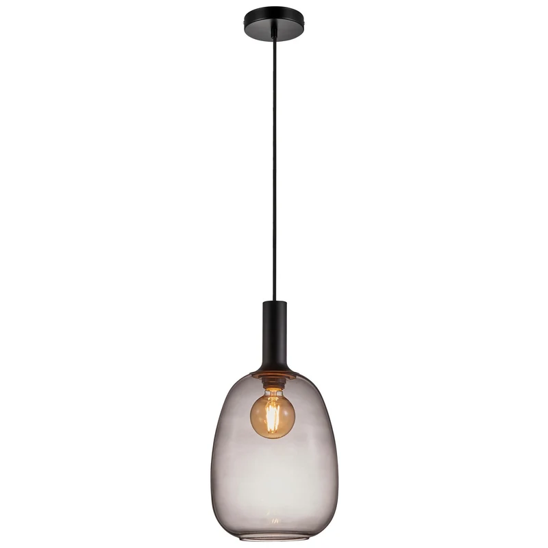 Alton 23 Pendant Light Euroselle Mouth Blown Glass Smoked Or Opal Glass With Brass And Black Stems