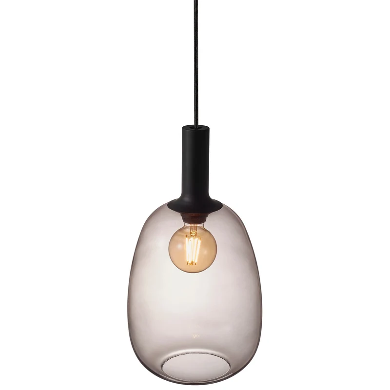 Alton 23 Pendant Light Euroselle Mouth Blown Glass Smoked Or Opal Glass With Brass And Black Stems
