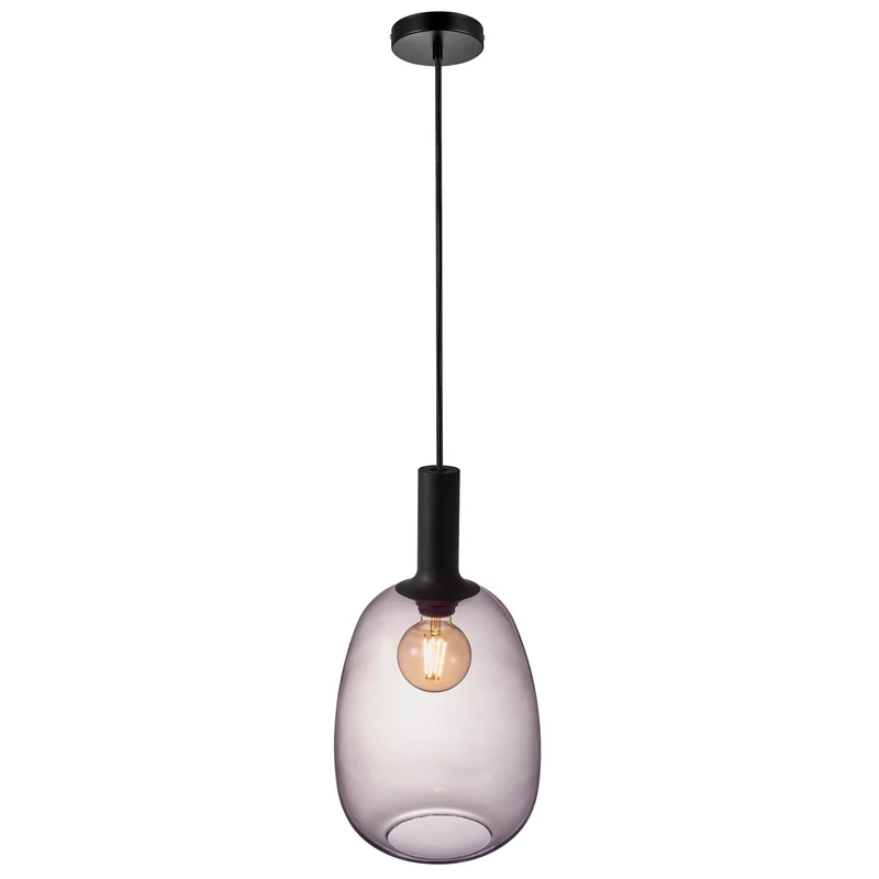 Alton 23 Pendant Light Euroselle Mouth Blown Glass Smoked Or Opal Glass With Brass And Black Stems