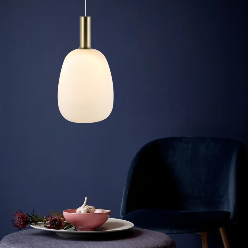 Alton 23 Pendant Light Euroselle Mouth Blown Glass Smoked Or Opal Glass With Brass And Black Stems