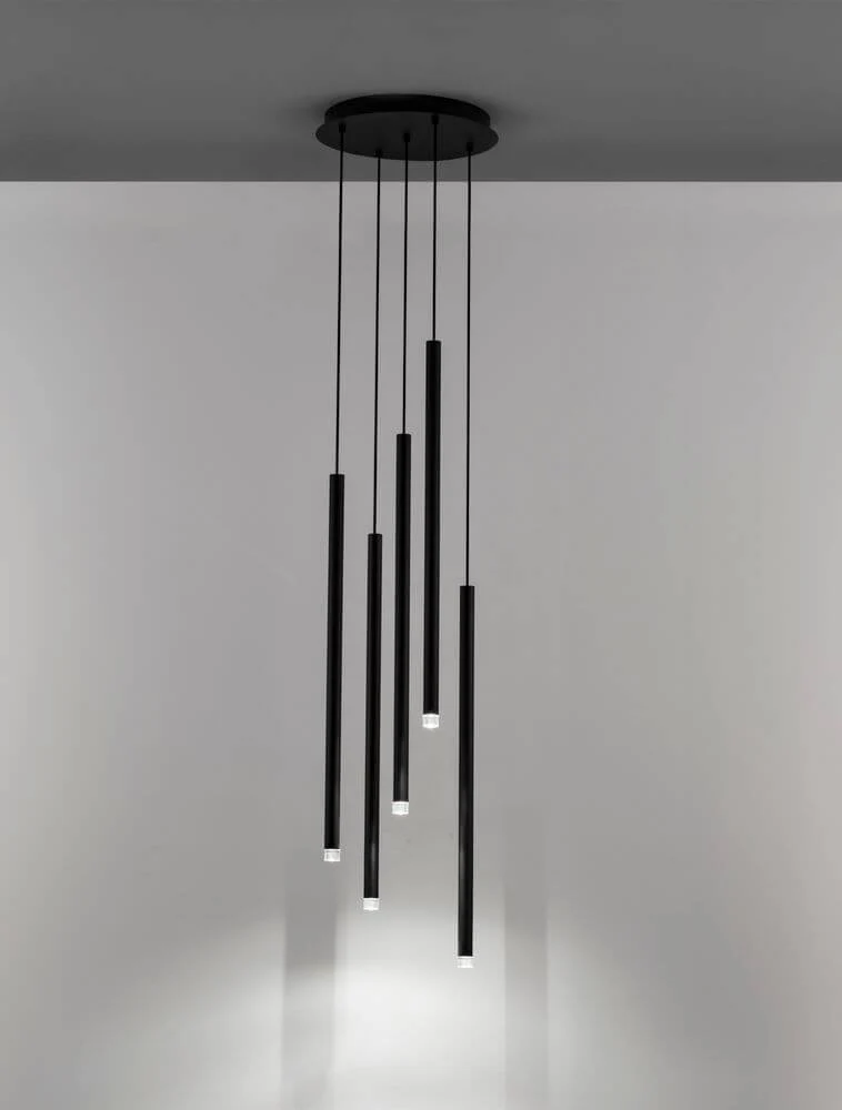 Dandia LED Pendelleuchte 5-flammig Ø 35,5cm 3000K Schwarz