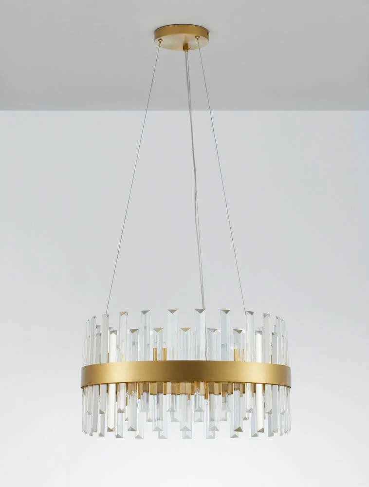 Crown Pendelleuchte 7-flammig Ø 55cm Gold-Satiniert