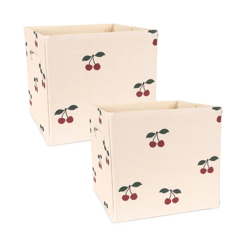 2er-Set Stoff-Aufbewahrungsboxen Cherry