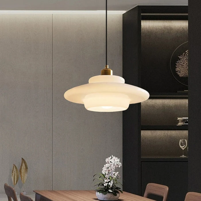 Alora White Glass Pendant Light Euroselle Mid Century Charm