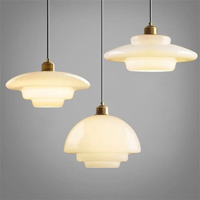 Alora White Glass Pendant Light Euroselle Mid Century Charm