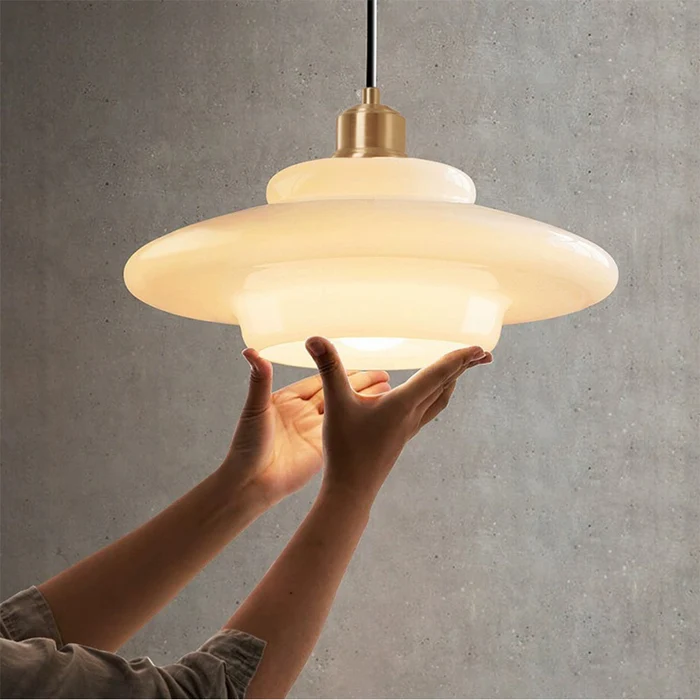 Alora White Glass Pendant Light Euroselle Mid Century Charm