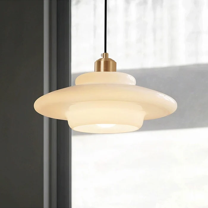 Alora White Glass Pendant Light Euroselle Mid Century Charm