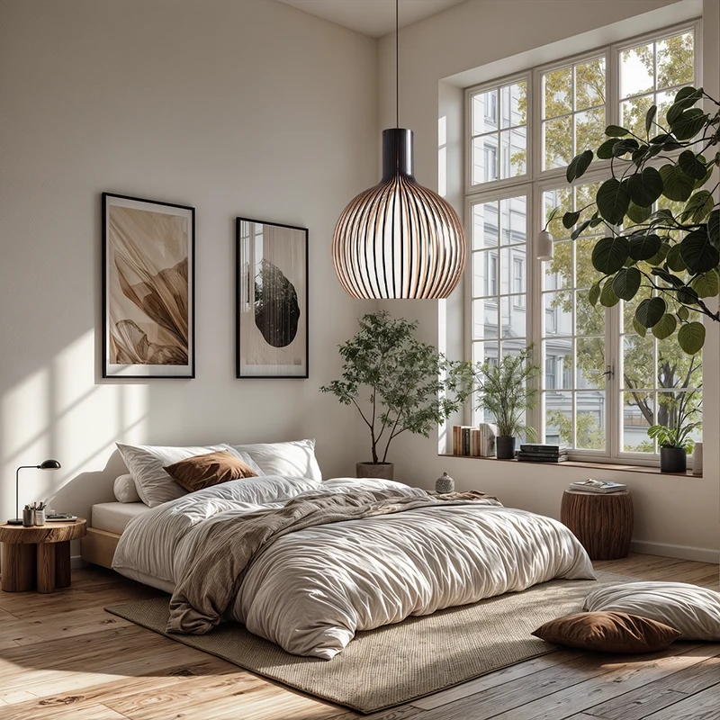 Euroselle Nordic Wooden Cage Pendant Light Chandelier
