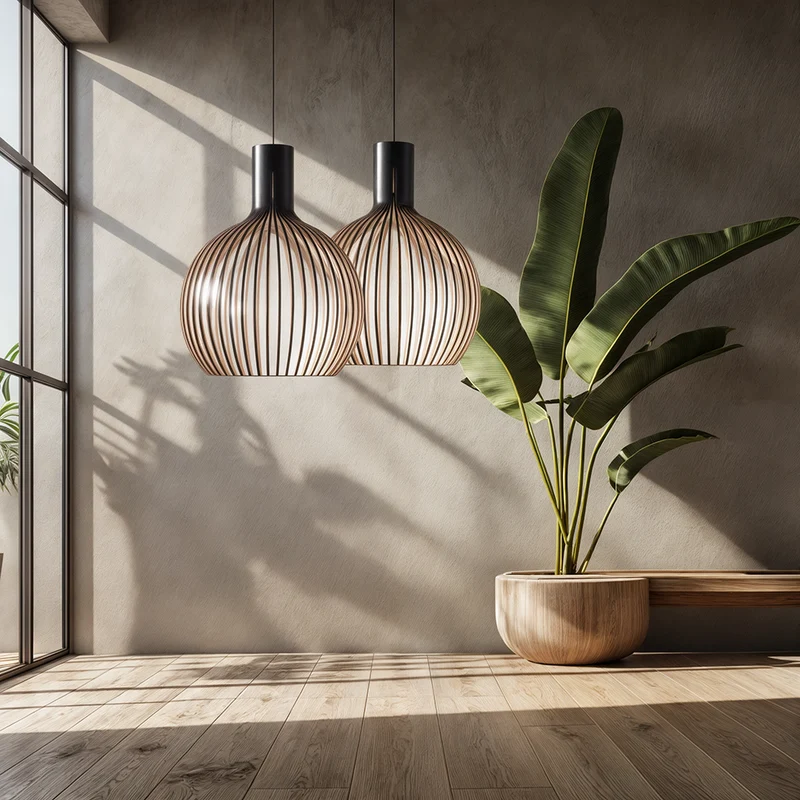 Euroselle Nordic Wooden Cage Pendant Light Chandelier