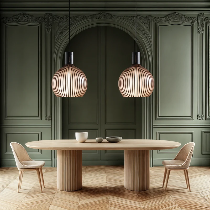 Euroselle Nordic Wooden Cage Pendant Light Chandelier