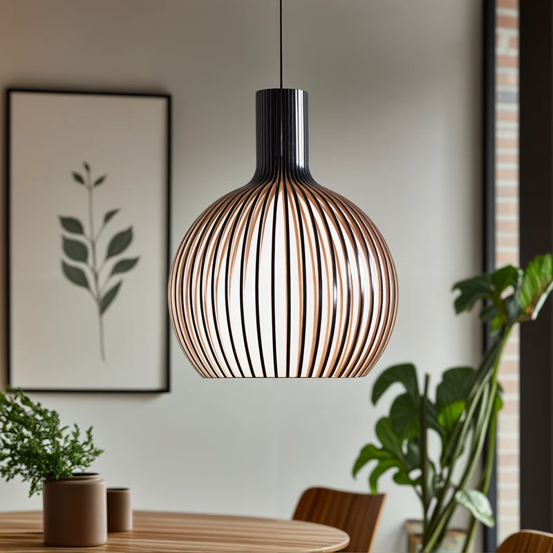 Euroselle Nordic Wooden Cage Pendant Light Chandelier