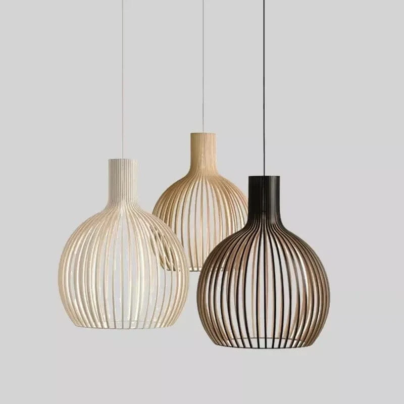 Euroselle Nordic Wooden Cage Pendant Light Chandelier