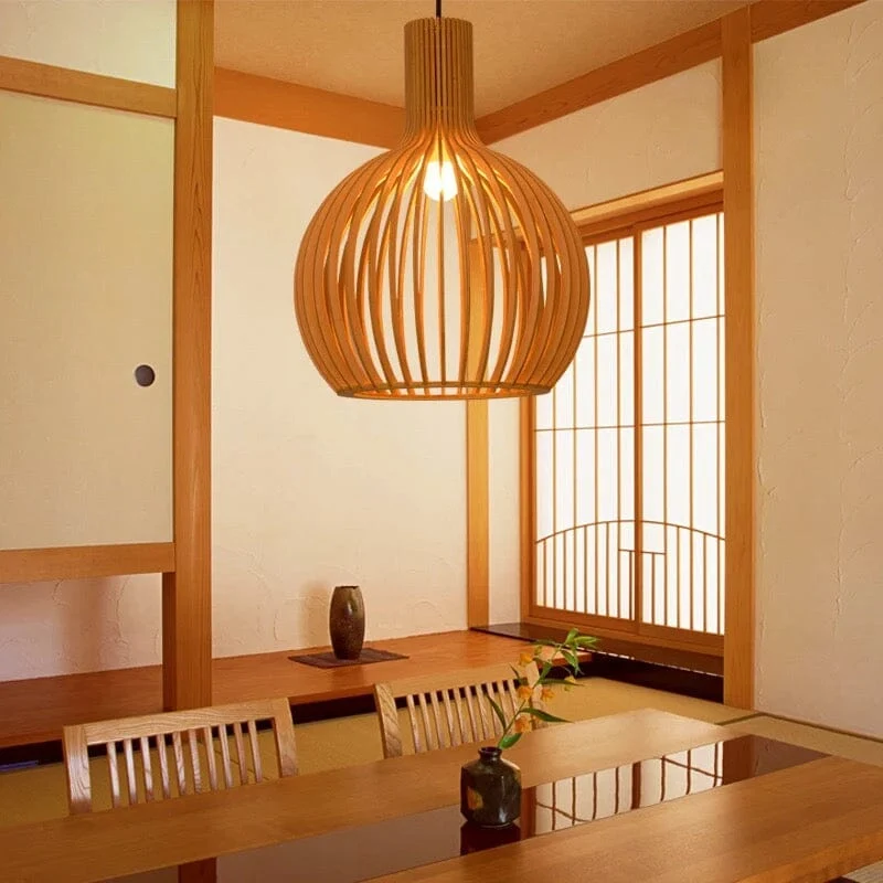 Euroselle Nordic Wooden Cage Pendant Light Chandelier