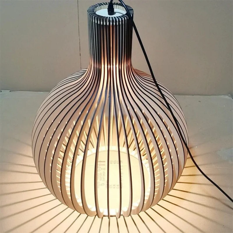 Euroselle Nordic Wooden Cage Pendant Light Chandelier
