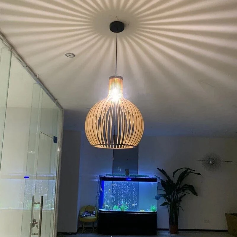 Euroselle Nordic Wooden Cage Pendant Light Chandelier