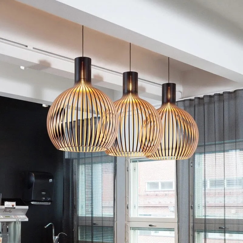 Euroselle Nordic Wooden Cage Pendant Light Chandelier
