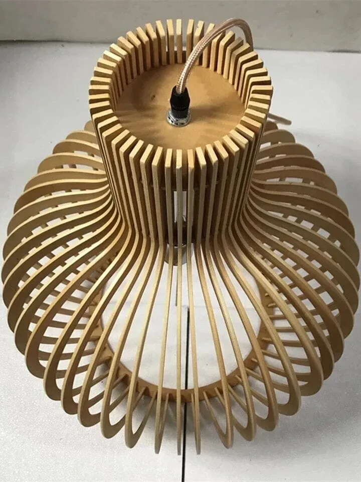 Euroselle Nordic Wooden Cage Pendant Light Chandelier