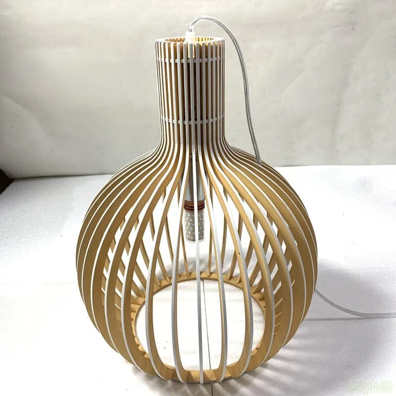 Euroselle Nordic Wooden Cage Pendant Light Chandelier