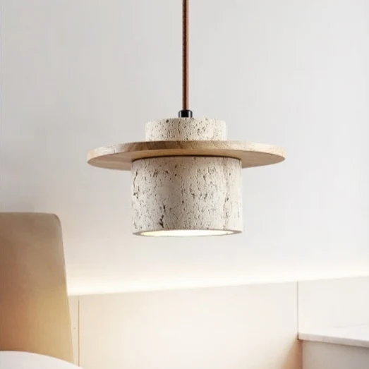 AuroraStone Travertine Ceiling Mount Pendant Light Fixture Euroselle