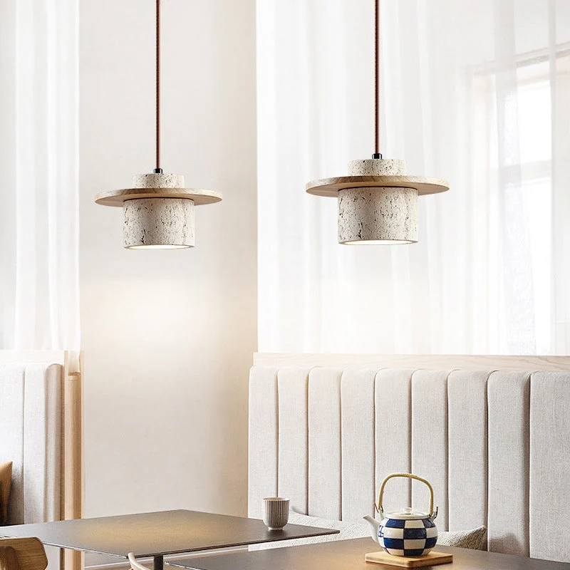 AuroraStone Travertine Ceiling Mount Pendant Light Fixture Euroselle