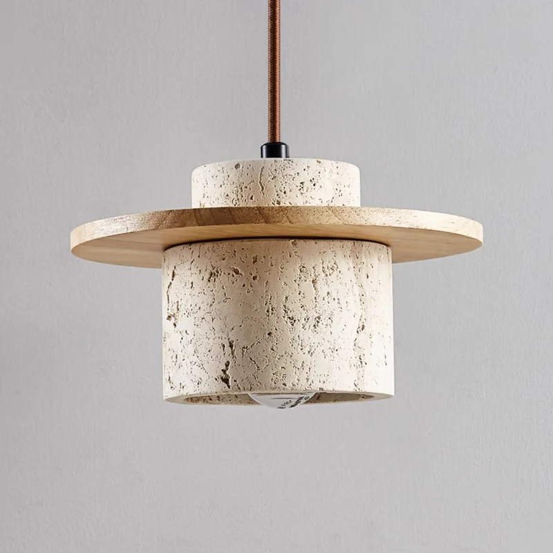 AuroraStone Travertine Ceiling Mount Pendant Light Fixture Euroselle