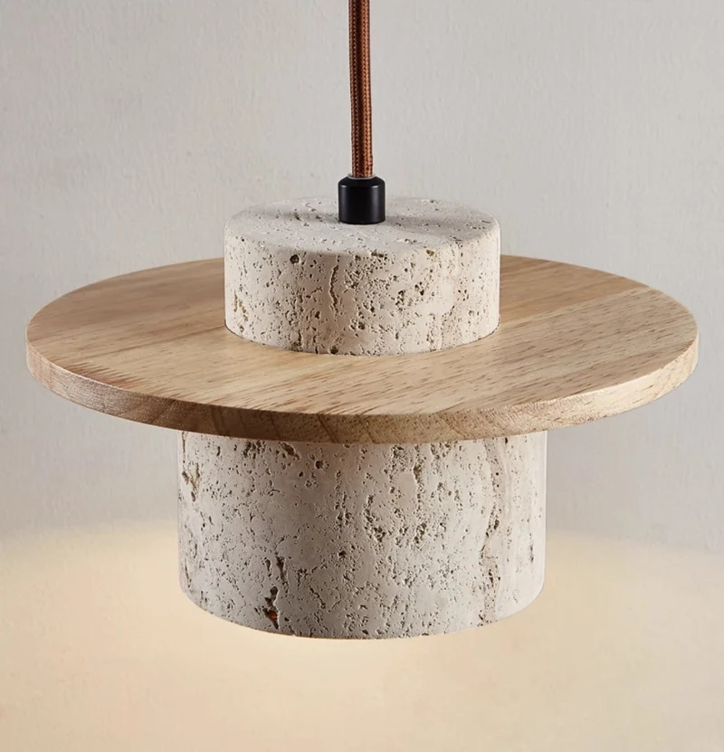 AuroraStone Travertine Ceiling Mount Pendant Light Fixture Euroselle