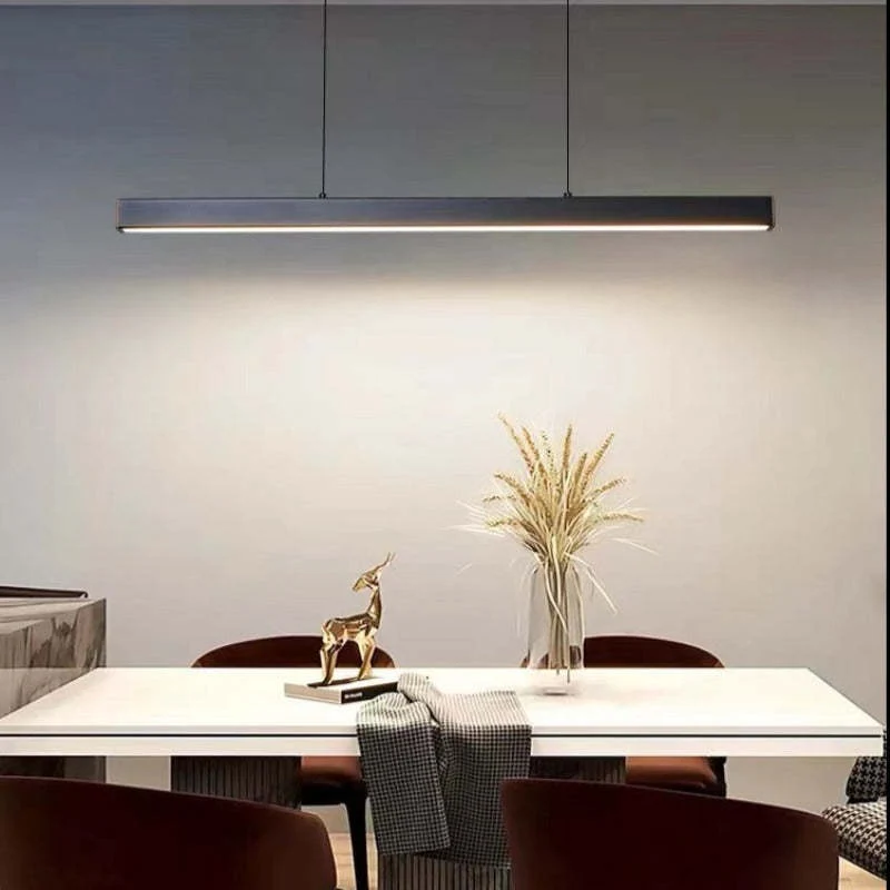Novare Modern Linear Metal LED Pendant Light In Black And Brown