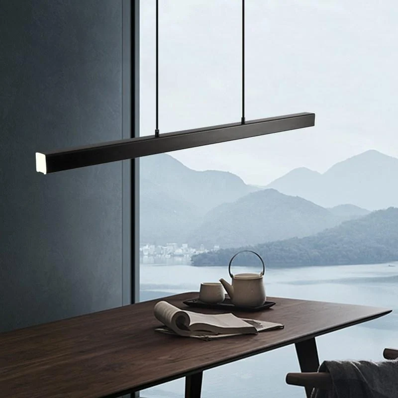 Novare Modern Linear Metal LED Pendant Light In Black And Brown