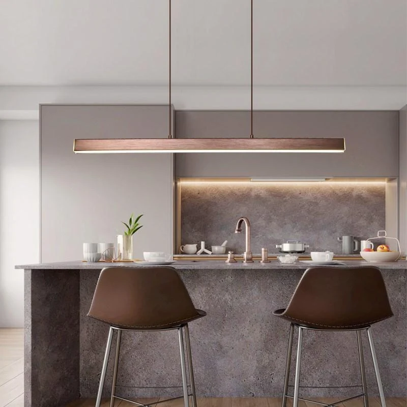 Novare Modern Linear Metal LED Pendant Light In Black And Brown